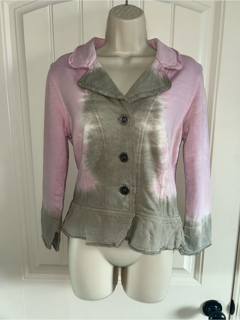 NEW Hard Tail Pink and Olive Tie-Dye Button Front Jacket Sz M